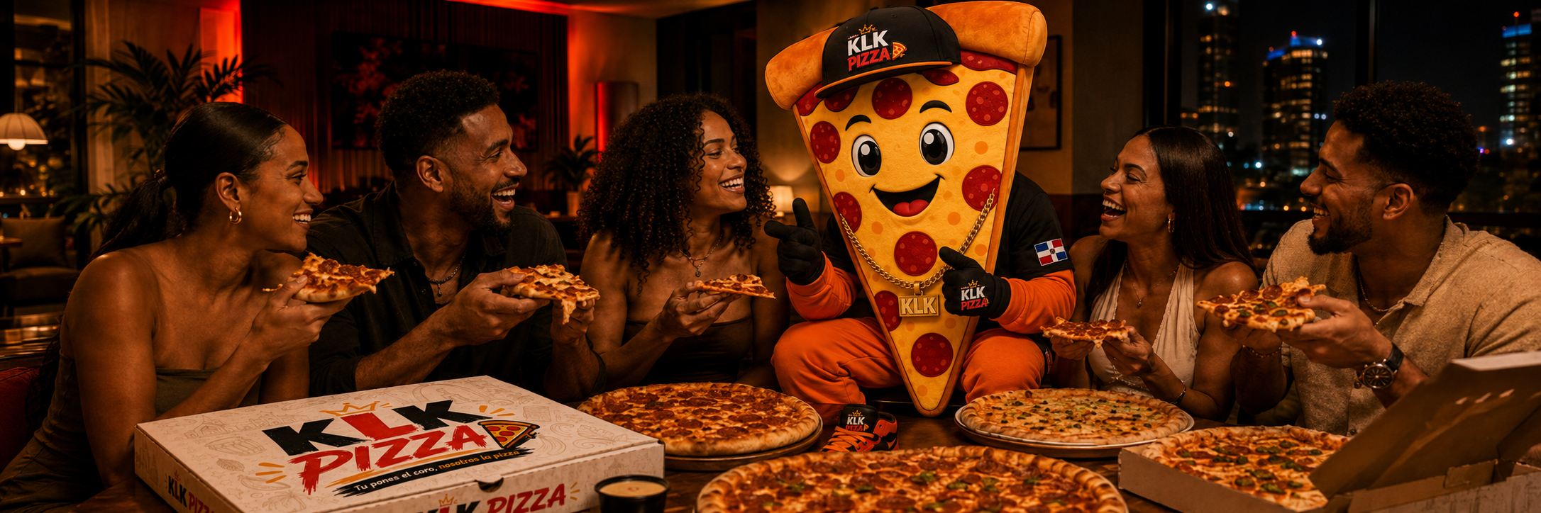 Coro comiendo pizza con Kelokentón