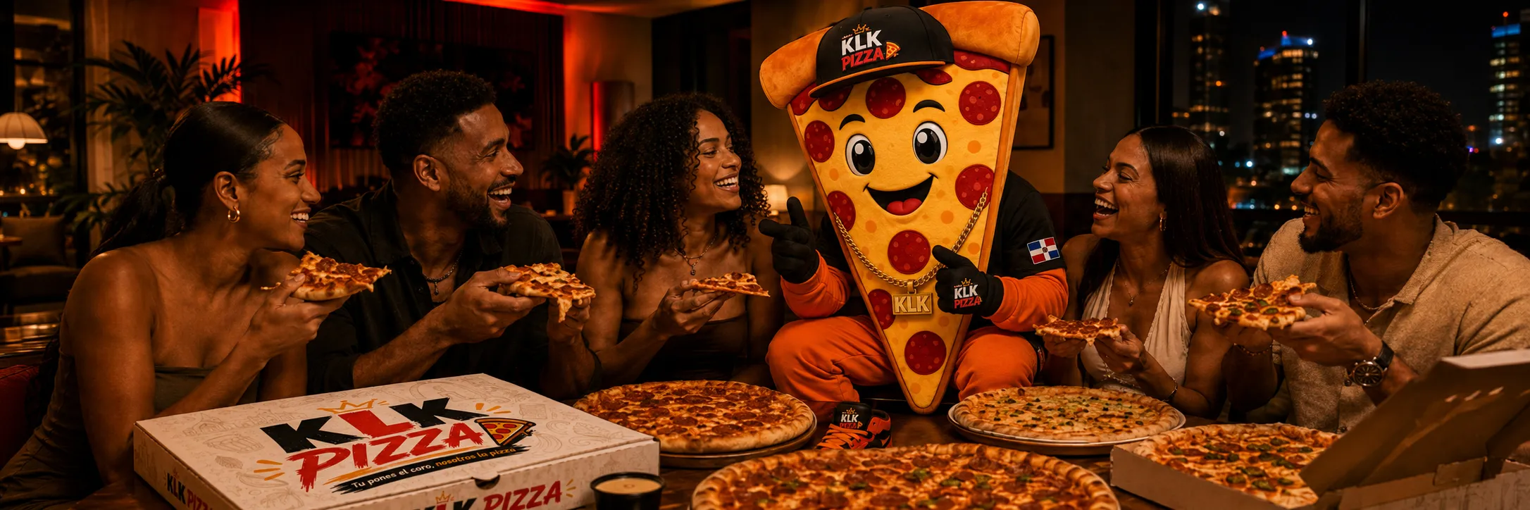 Coro comiendo pizza con Kelokentón